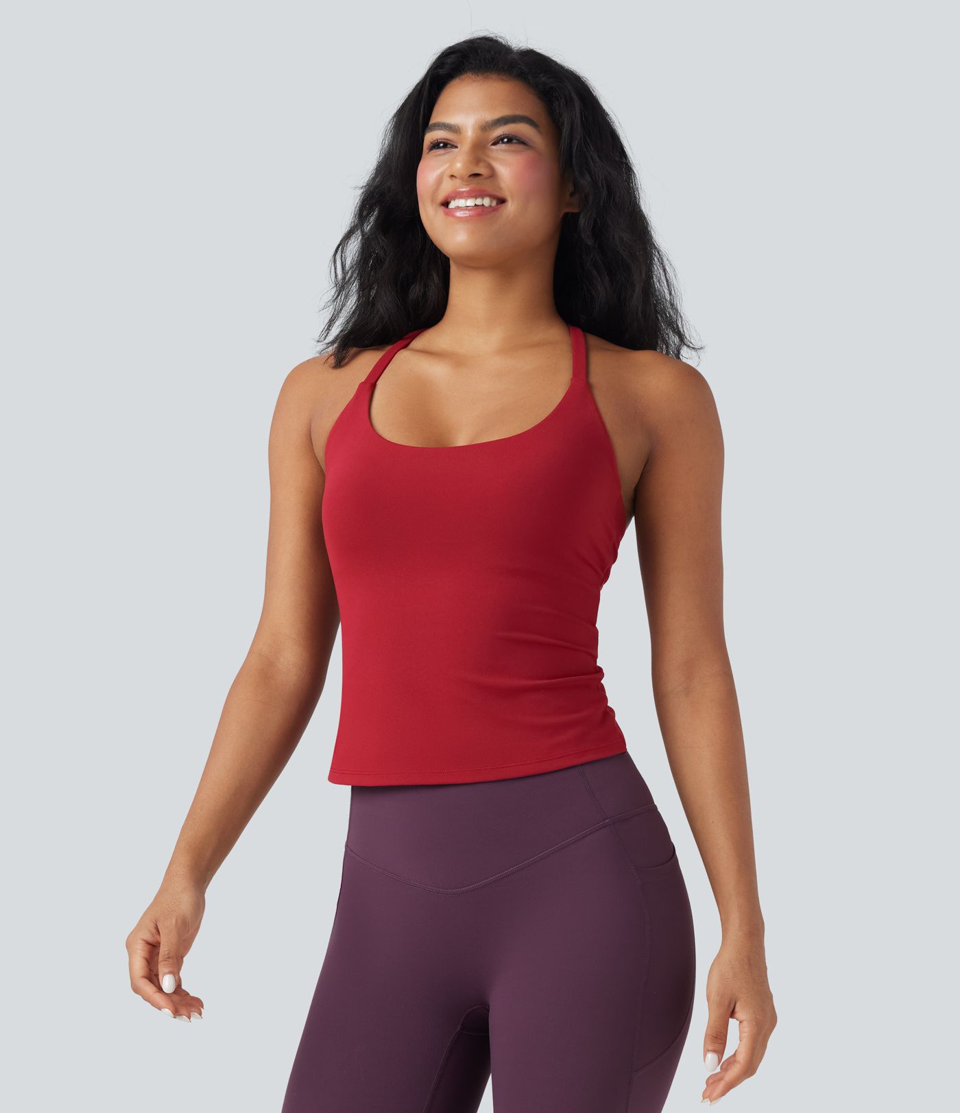Scoop Neck Crisscross Back Crossover Hem Yoga Cami Top Scoop Neck Crisscross Back Crossover Hem Yoga Cami Top