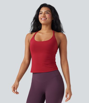 Scoop Neck Crisscross Back Crossover Hem Yoga Cami Top Scoop Neck Crisscross Back Crossover Hem Yoga Cami Top