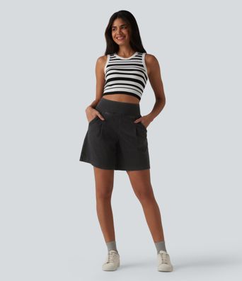 Halara Flex™ High Waisted Denim Casual Baggy Shorts 7'' with Pockets
