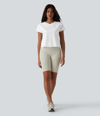 V-neck Raglan Short Sleeve Relaxed Yoga Cotton Sports Top