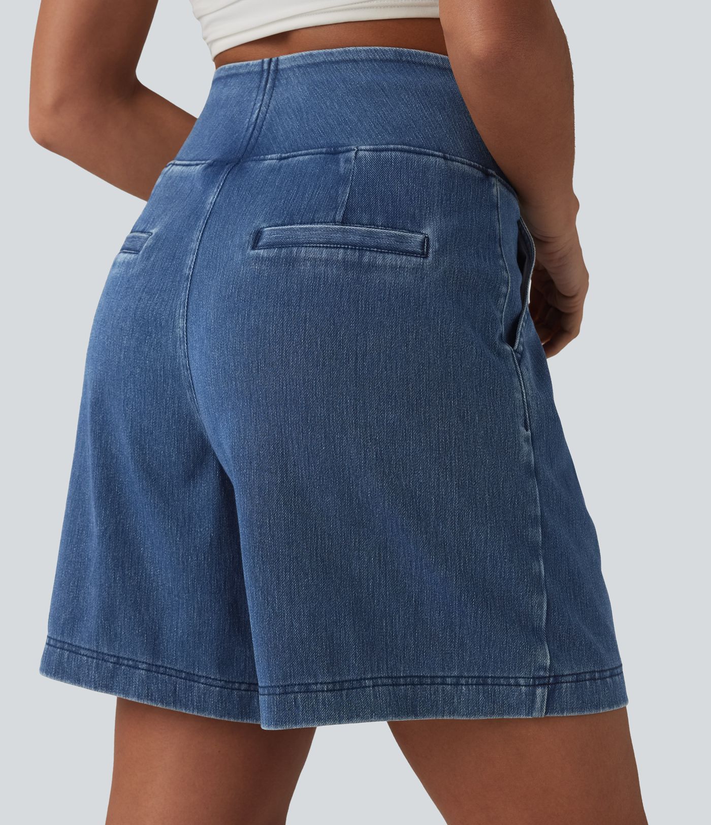 Halara Flex™ Short décontracté ample en jean taille haute 17,5 cm avec poches