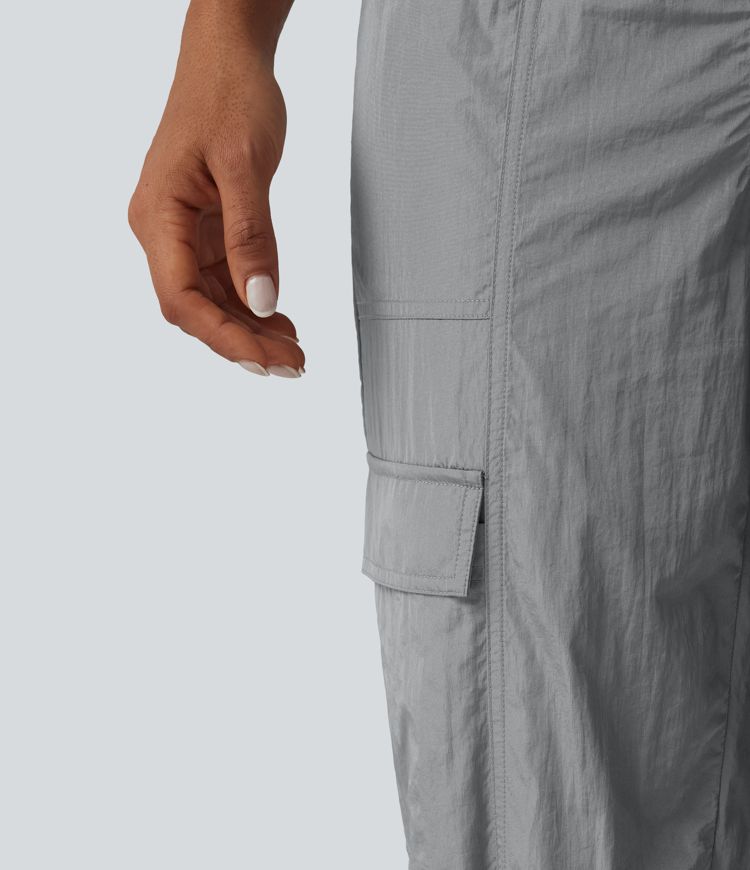 High Waisted Drawstring Tapered Workout Cargo Joggers with Pockets