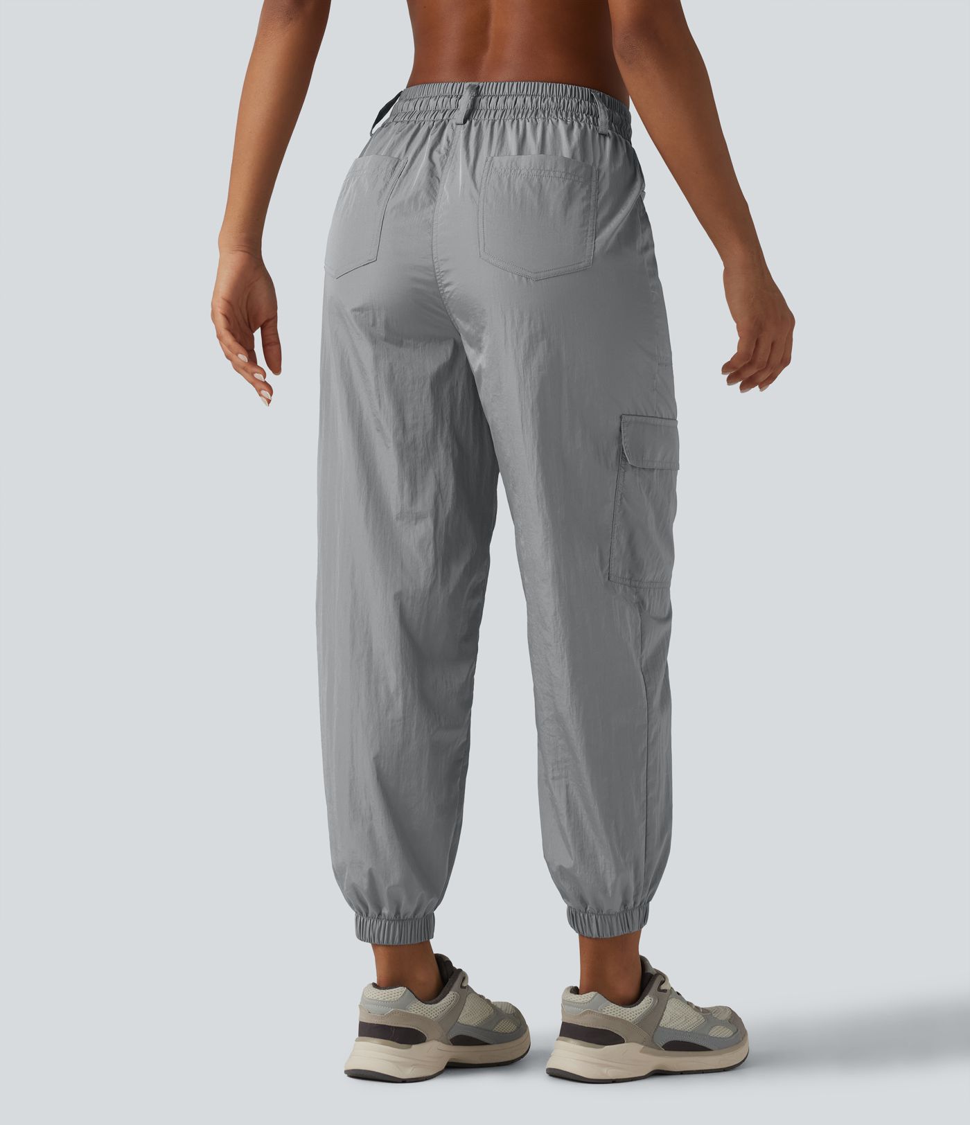 High Waisted Drawstring Tapered Workout Cargo Joggers with Pockets