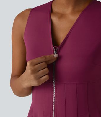 Lässiges Crêpe-Trägertop mit V-Ausschnitt und Reißverschluss.