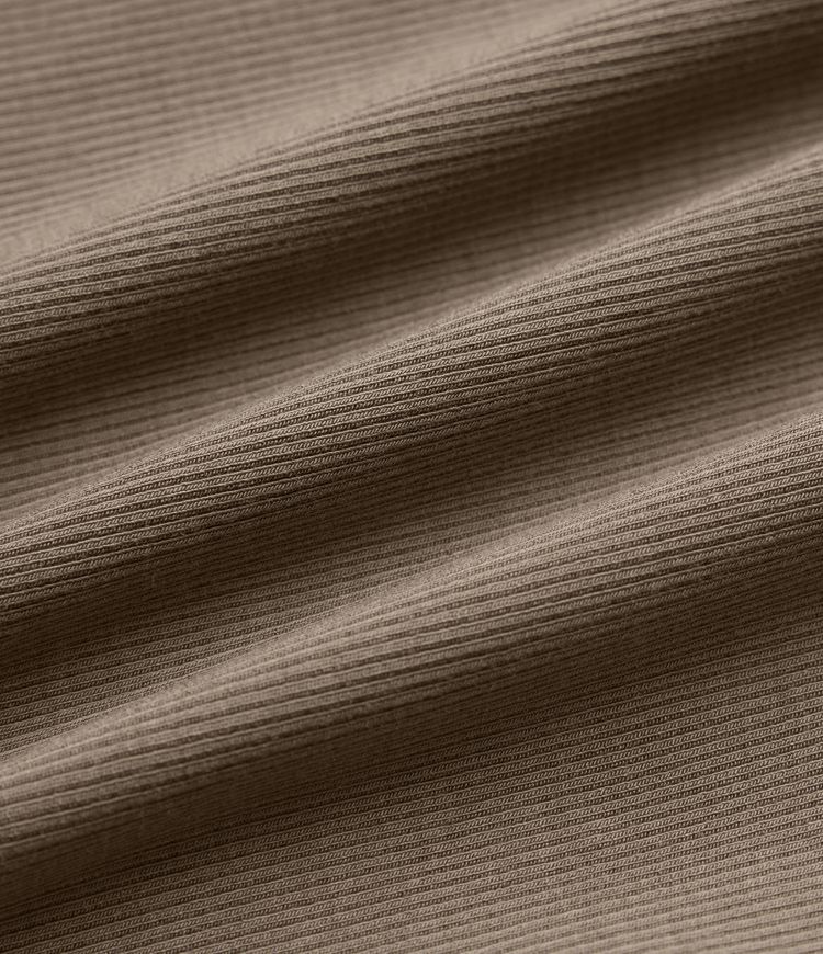 Ribbed Knit Round Neck Long Sleeve Thumb Holes Cut-out Casual T-Shirt