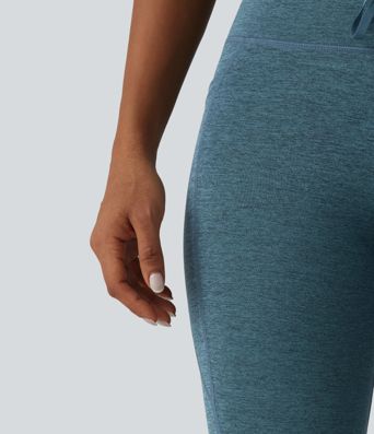 Halara UltraSculpt™ Heathered High Waisted Drawstring Quick Dry Pedal Pusher Yoga Leggings with Pockets