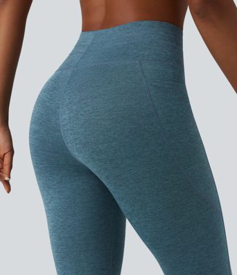 Halara UltraSculpt™ Heathered High Waisted Drawstring Quick Dry Pedal Pusher Yoga Leggings with Pockets