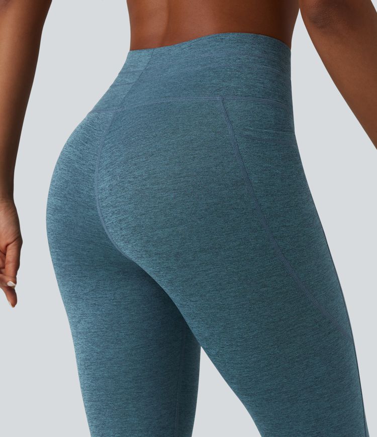 Halara UltraSculpt™ Heathered High Waisted Drawstring Quick Dry Pedal Pusher Yoga Leggings with Pockets