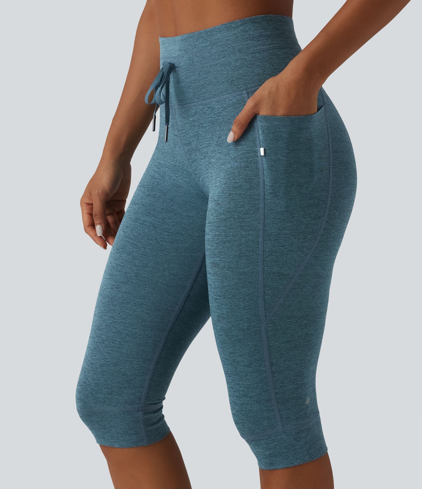 Halara UltraSculpt™ Heathered High Waisted Drawstring Quick Dry Pedal Pusher Yoga Leggings with Pockets