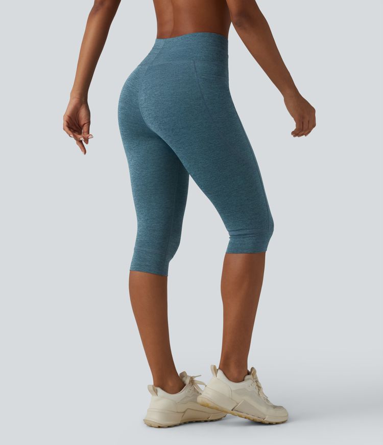 Halara UltraSculpt™ Heathered High Waisted Drawstring Quick Dry Pedal Pusher Yoga Leggings with Pockets