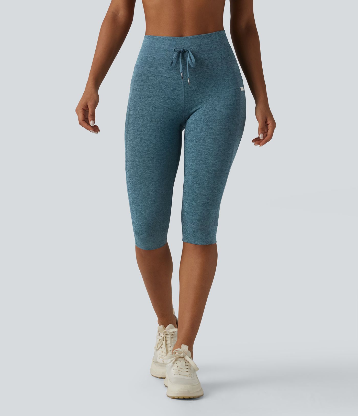 Halara UltraSculpt™ Heathered High Waisted Drawstring Quick Dry Pedal Pusher Yoga Leggings with Pockets