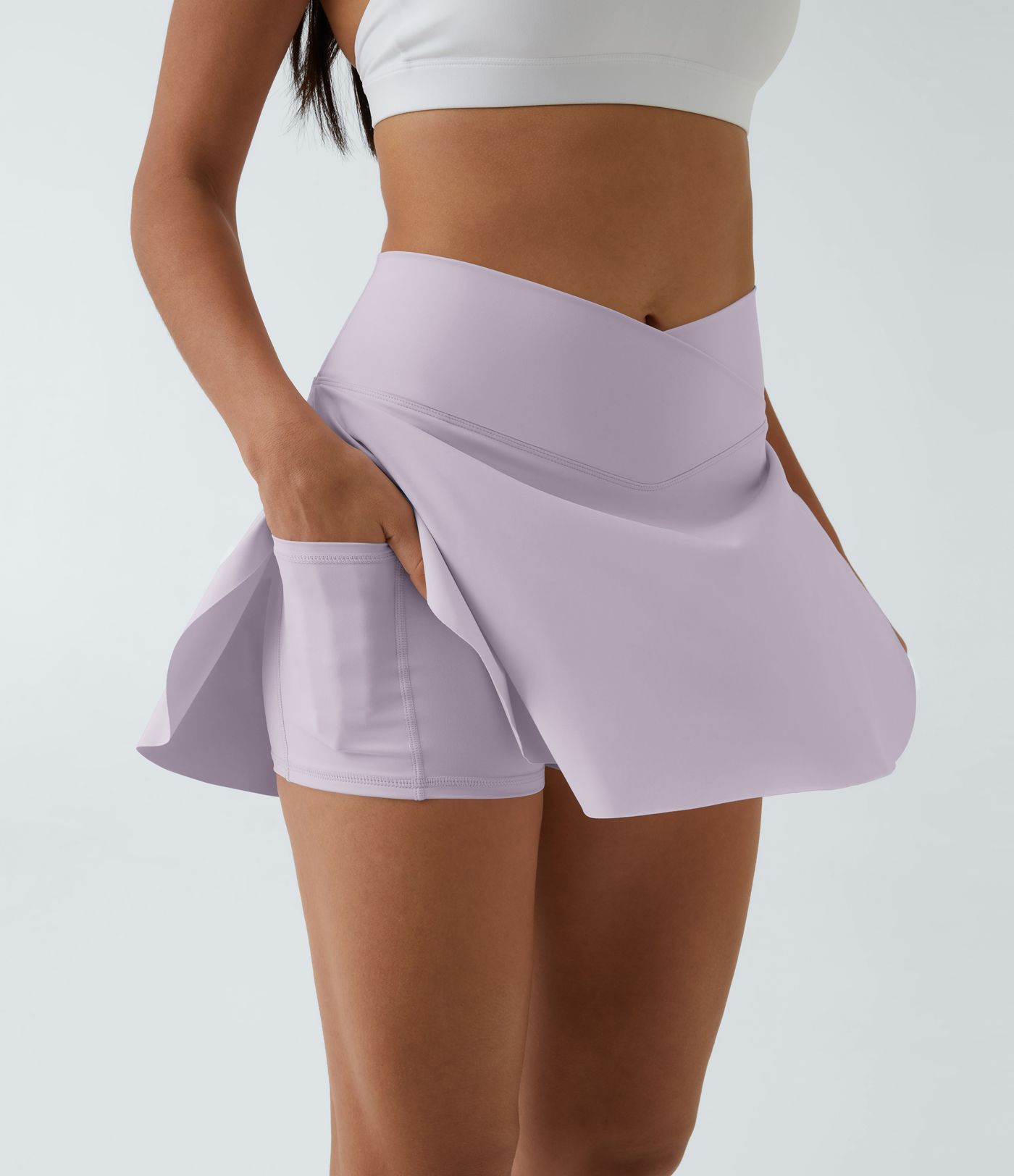 SoftlyZero™ Airy Crossover Pocket 2-in-1 Cool Touch Tennis Skirt-Lucid-Longer Length-UPF50+
