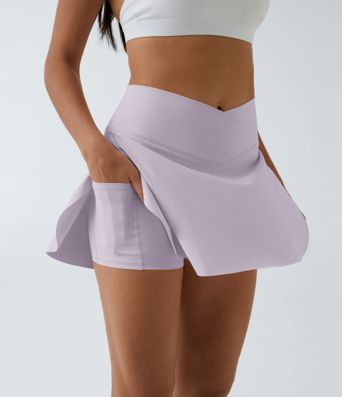 SoftlyZero™ Airy Crossover Pocket 2-in-1 Cool Touch Tennis Skirt-Lucid-Longer Length-UPF50+
