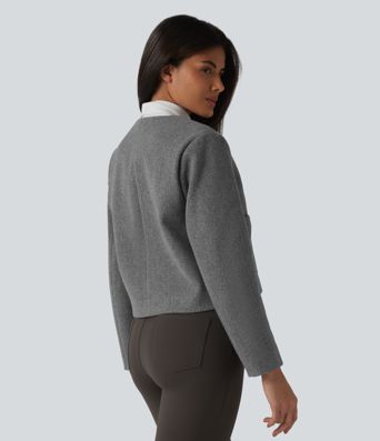 Round Neck Button Fly Work Jacket with Pockets