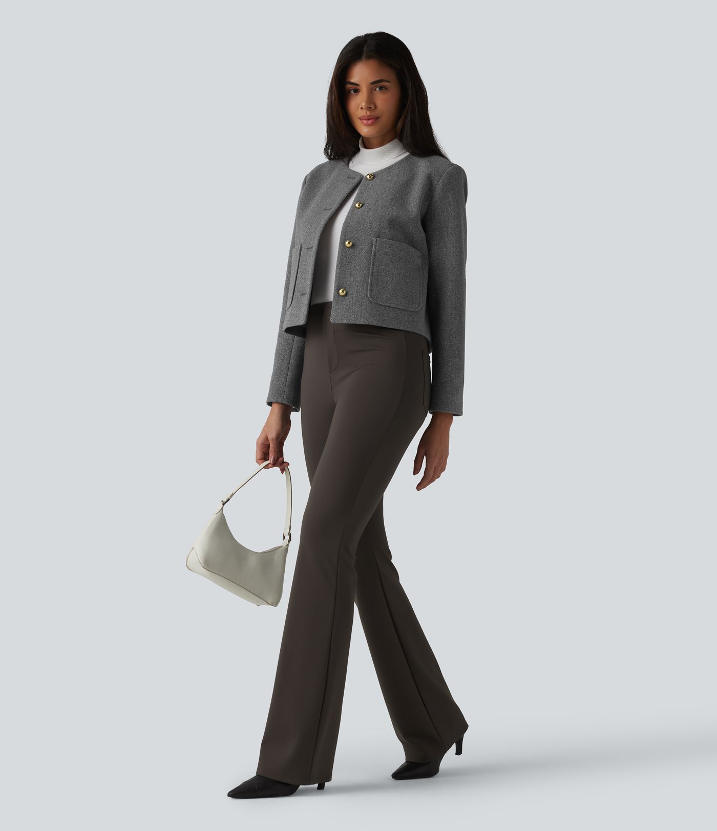 Round Neck Button Fly Work Jacket with Pockets