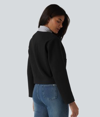 Round Neck Button Fly Work Jacket with Pockets