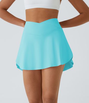 SoftlyZero™ Airy Crossover Pocket 2-in-1 Cool Touch Tennis Skirt-Lucid-Longer Length-UPF50+