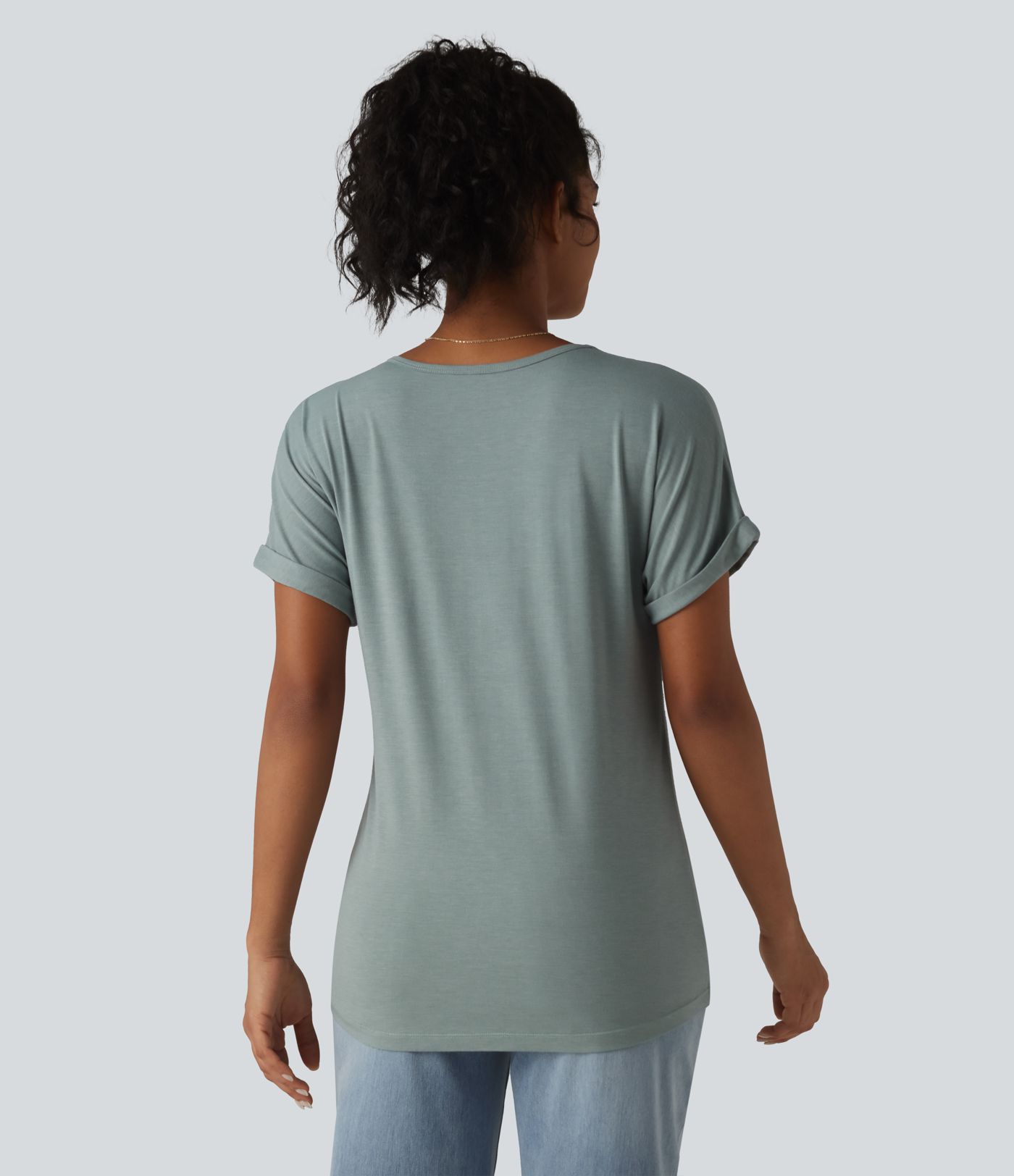 V-neck Batwing Short Sleeve Casual T-Shirt