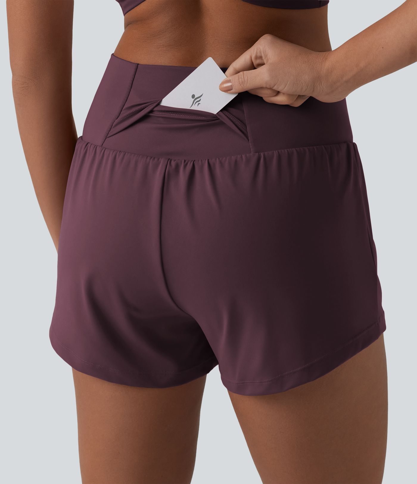 SoftlyZero™ Airy Crossover High Waisted 2-in-1 Cool Touch Yoga Shorts 3'' with Pockets