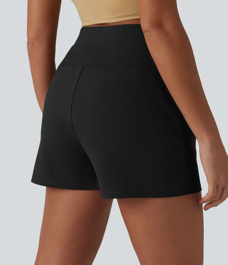High Waisted Pleated Work Shorts with Pockets High Waisted Pleated Work Shorts with Pockets