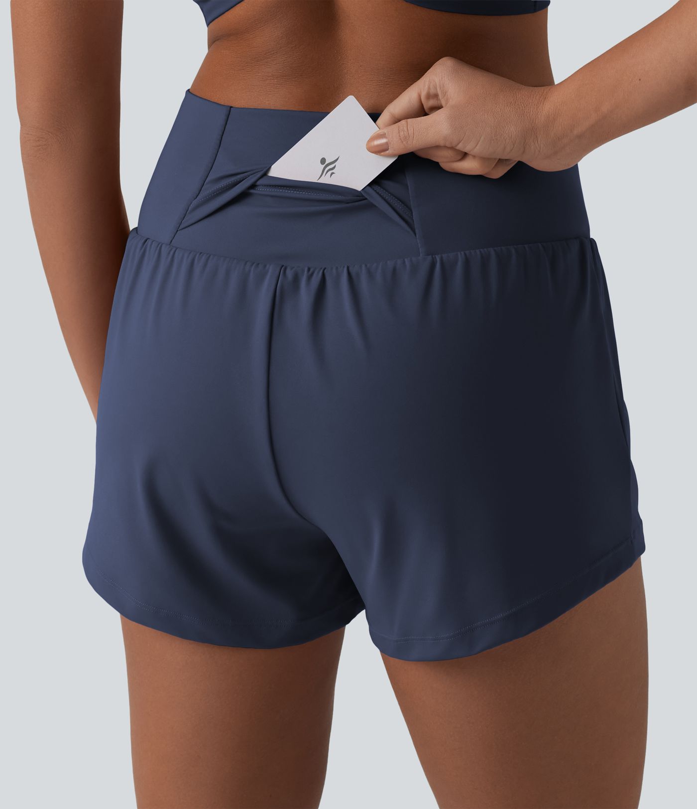 SoftlyZero™ Airy Crossover High Waisted 2-in-1 Cool Touch Yoga Shorts 3'' with Pockets SoftlyZero™ Airy Crossover High Waisted 2-in-1 Cool Touch Yoga Shorts 3'' with Pockets