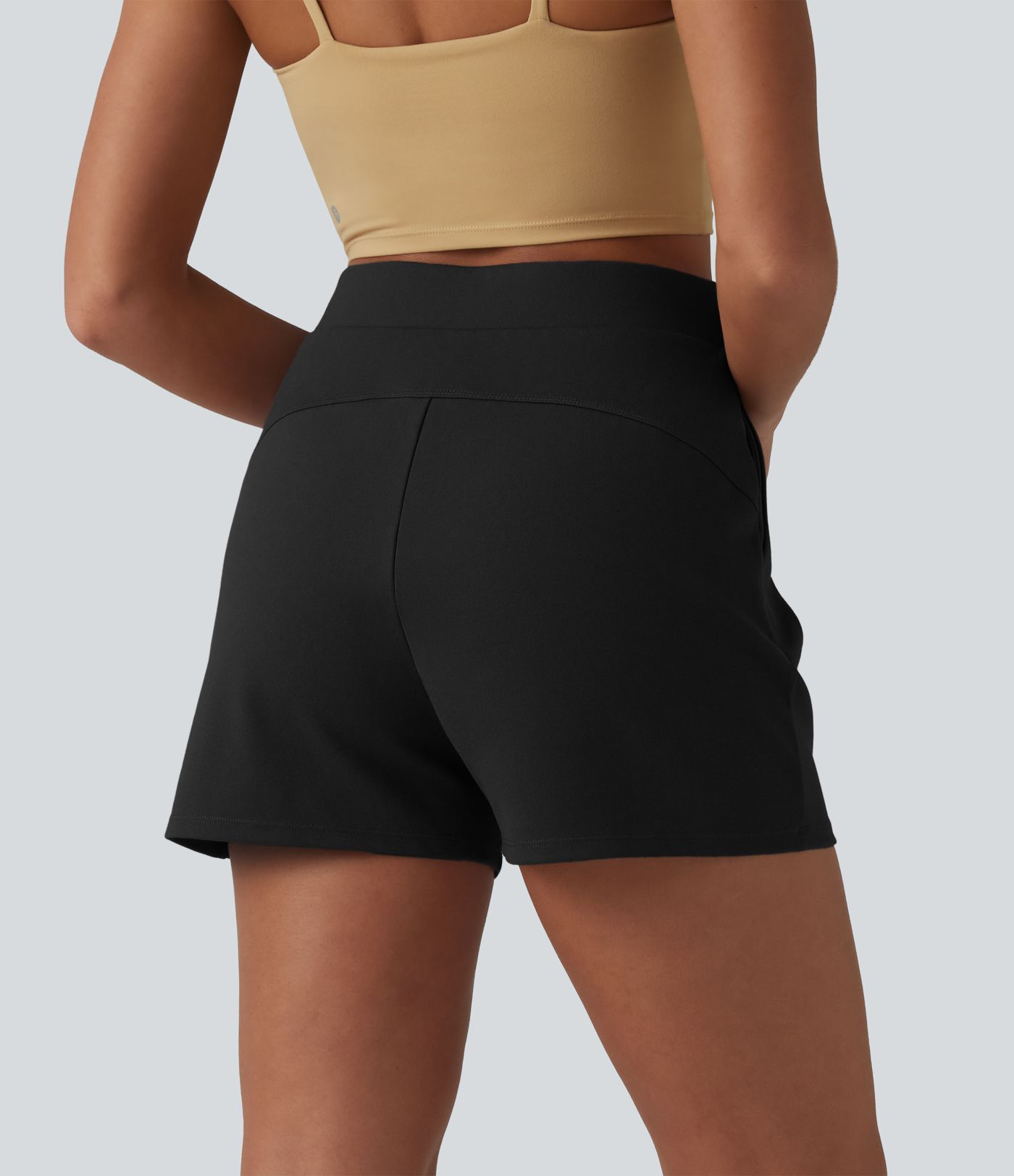 High Waisted Pleated Work Shorts with Pockets High Waisted Pleated Work Shorts with Pockets