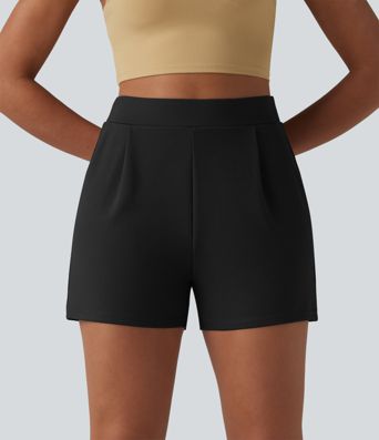 High Waisted Pleated Work Shorts with Pockets High Waisted Pleated Work Shorts with Pockets