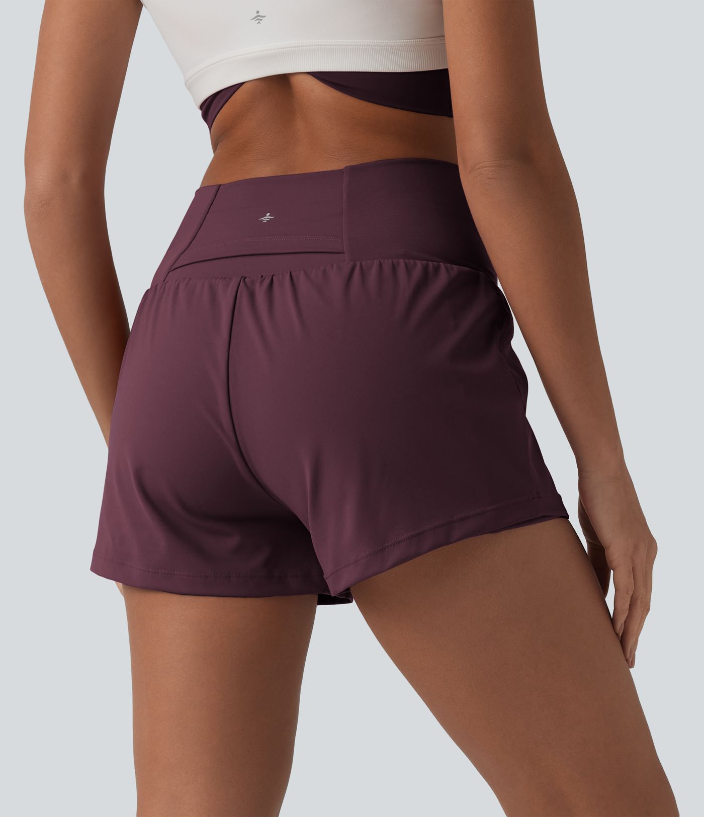 SoftlyZero™ Airy Crossover High Waisted 2-in-1 Cool Touch Yoga Shorts 3'' with Pockets