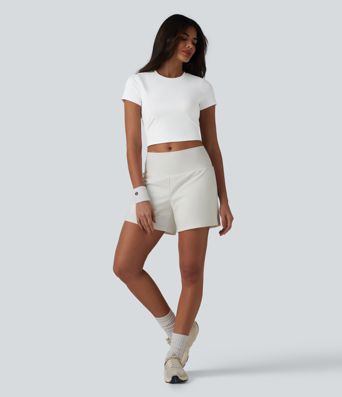 Haut de sport SoftlyZero™ Airy à col rond, manches courtes, dos échancré, maille respirante au toucher frais, protection UPF50+