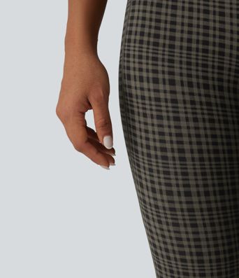 Halara UltraSculpt™ Check Plaid Print High Waisted Drawstring Yoga Pedal Pushers Leggings with Pockets
