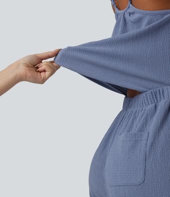 Wide Leg Casual Slip Jumpsuit with Pockets-Easy Peezy Edition