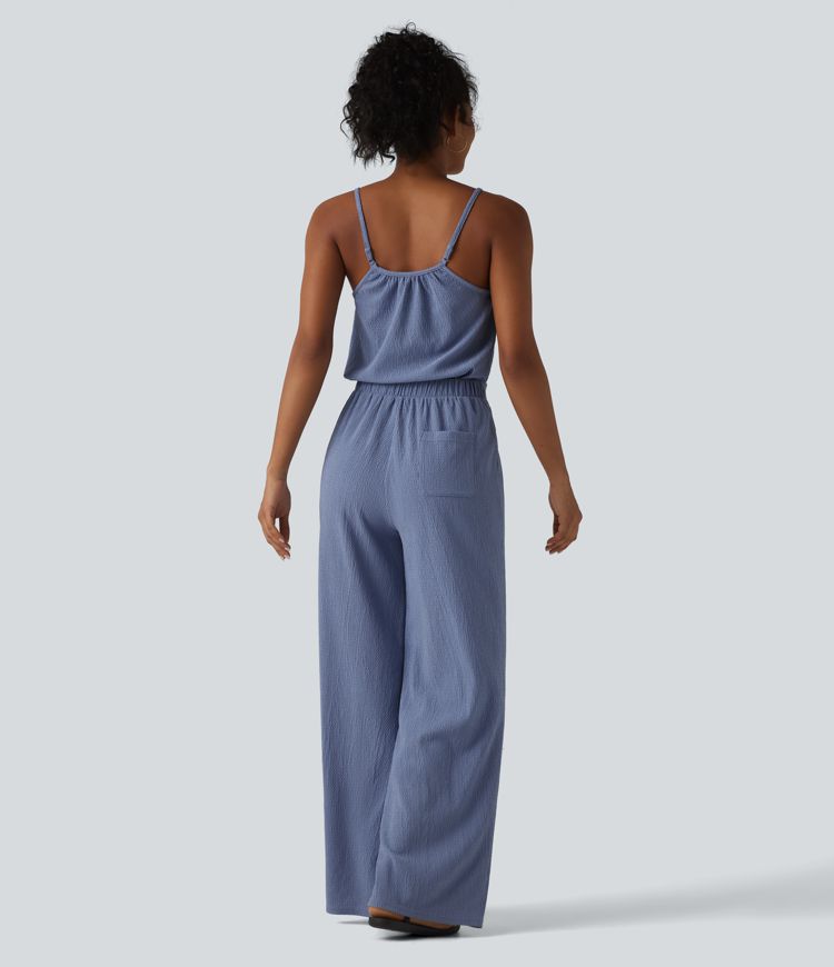 Wide Leg Casual Slip Jumpsuit with Pockets-Easy Peezy Edition