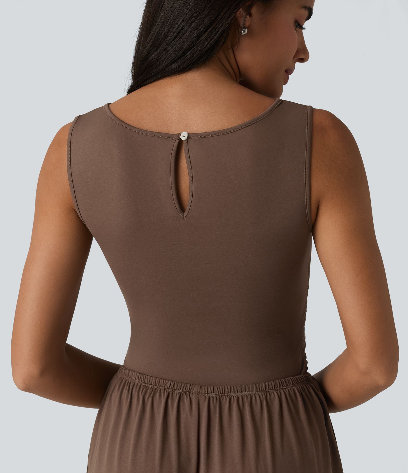 Boat Neck Sleeveless Ruched Wide Leg Casual Jumpsuit with Pockets-Easy Peezy Edition