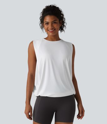 Top de yoga con escote redondo y cruce delantero, tacto fresco (Cool Touch) - UPF50+