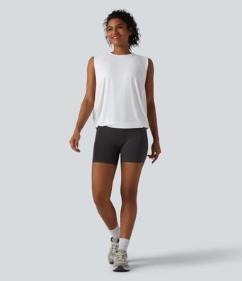 Top de yoga con escote redondo y cruce delantero, tacto fresco (Cool Touch) - UPF50+