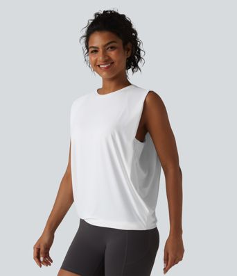 Top de yoga con escote redondo y cruce delantero, tacto fresco (Cool Touch) - UPF50+