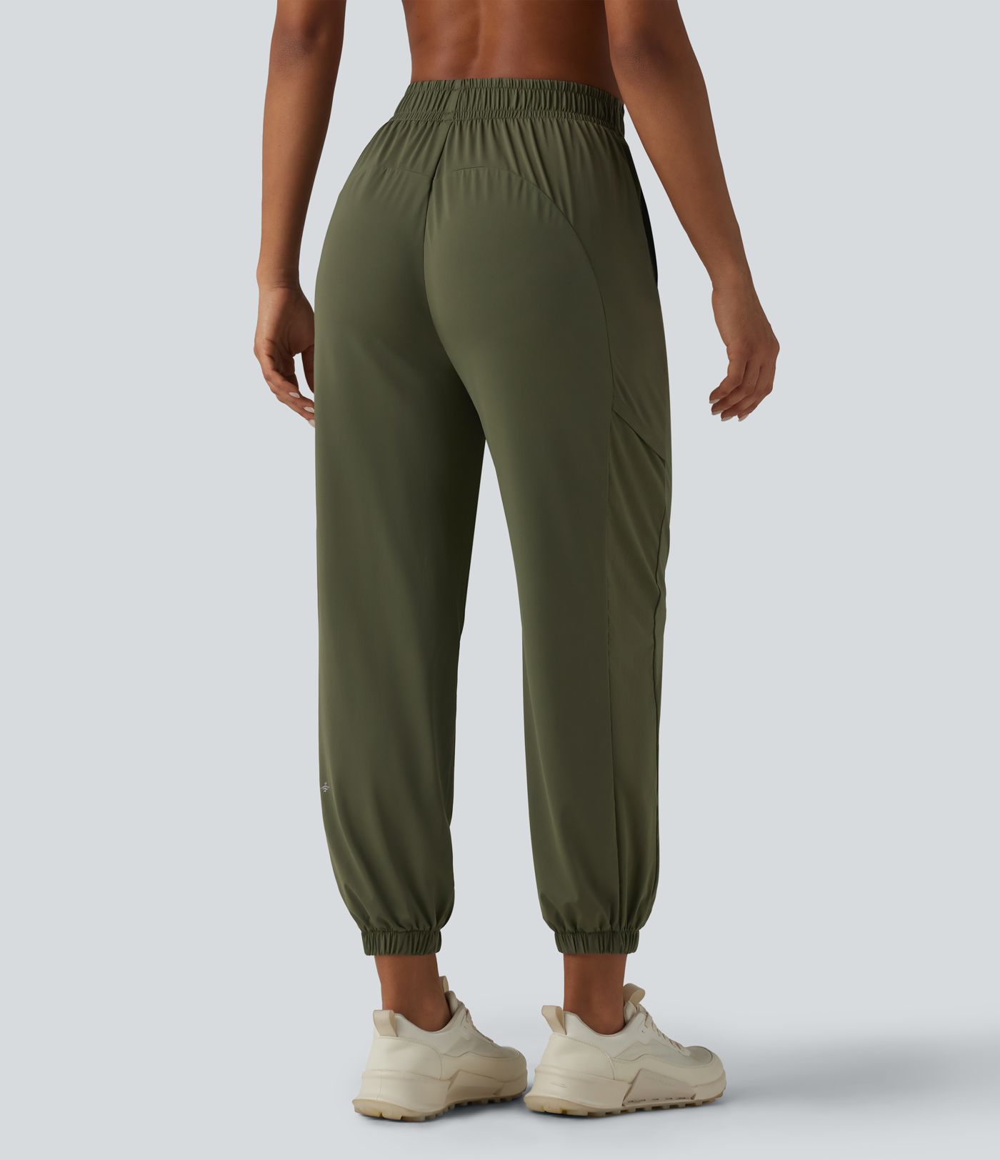 Pantalon de jogging de sport taille haute en maille contrastée respirante avec poches - Protection solaire UPF50+