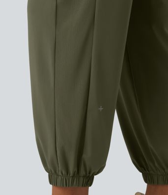 Pantalon de jogging de sport taille haute en maille contrastée respirante avec poches - Protection solaire UPF50+