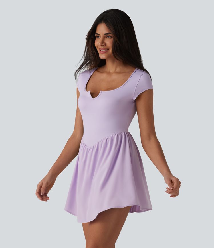 2-in-1 Tennis-Minikleid mit Kragen, Seitentasche und kurzen Ärmeln - Easy Peezy Edition