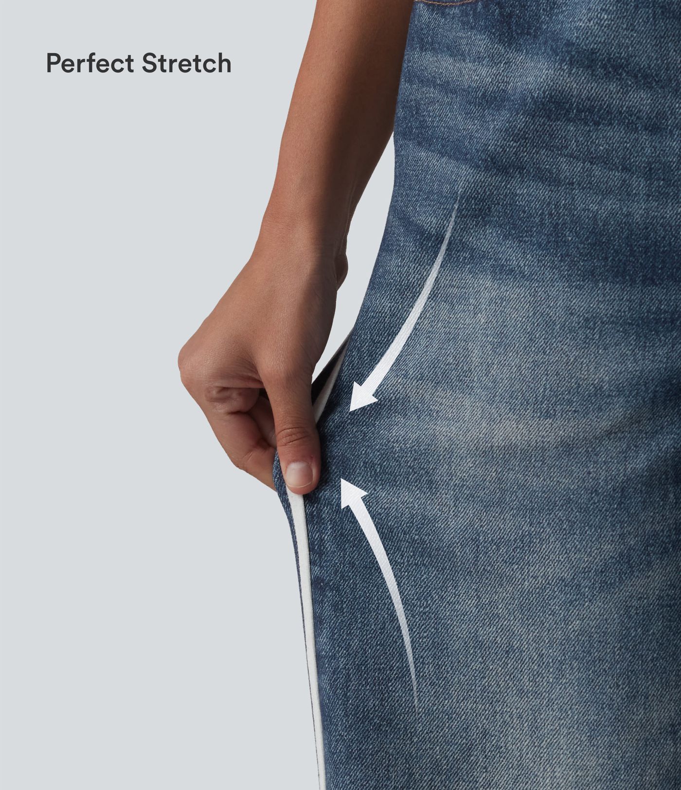 Mid Rise Denim Print French Terry Stripe Casual Sweatpants Jeans with Pockets