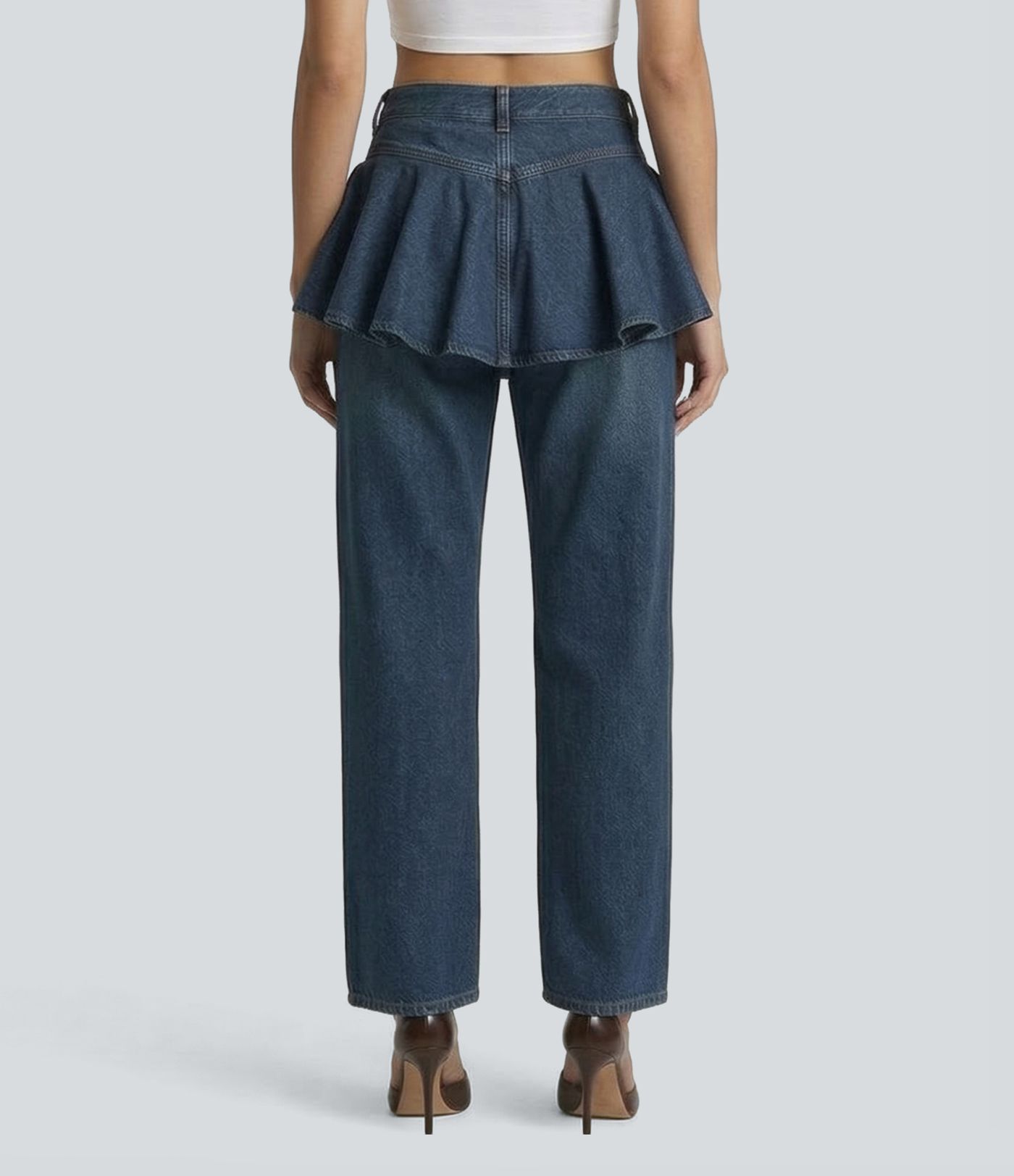 Halara Flex™ Mid Rise Ruffle 2-in-1 Casual Straight Leg Jeans with Pockets