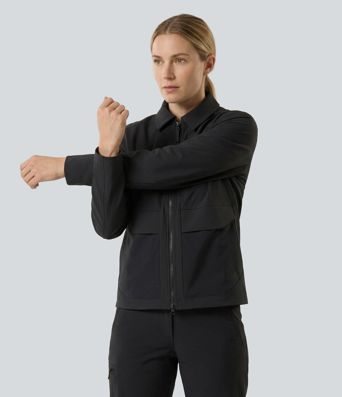 Wanderjacke mit Kragen, Seitentaschen und Reißverschluss - wasserdicht