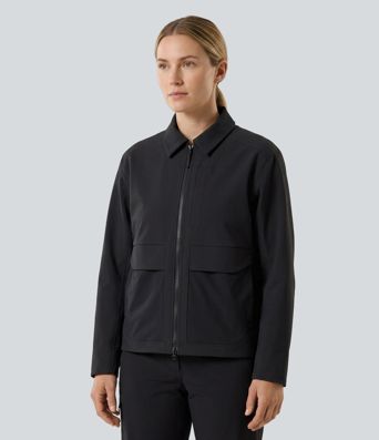 Wanderjacke mit Kragen, Seitentaschen und Reißverschluss - wasserdicht