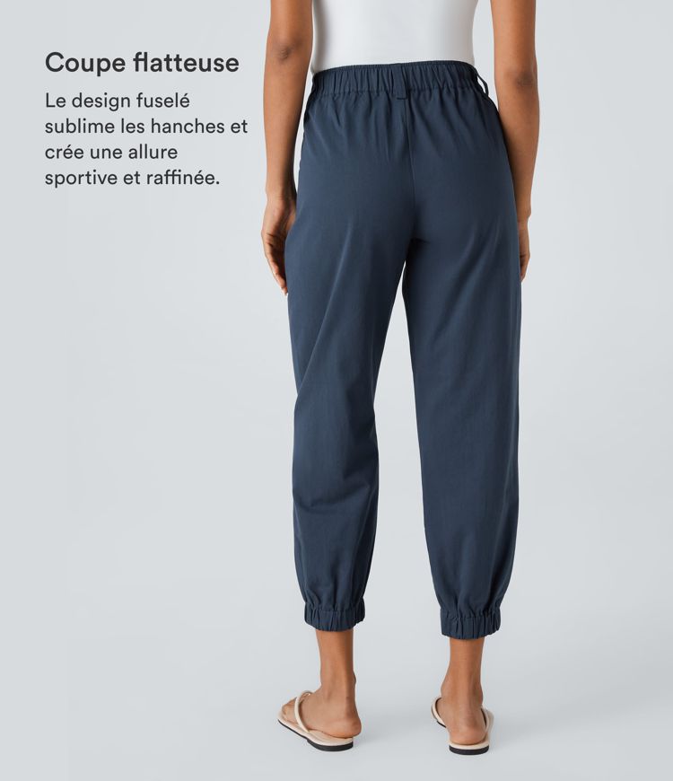Joggings décontractés à taille mi-haute avec poches