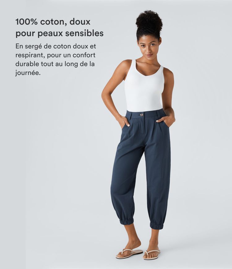 Joggings décontractés à taille mi-haute avec poches