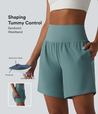 Super High Waisted Tummy Control 2-in-1 Quick Dry Yoga Shorts 7'' with Pockets