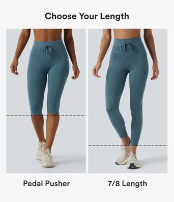 Halara UltraSculpt™ Heathered High Waisted Drawstring Quick Dry Pedal Pusher Yoga Leggings with Pockets