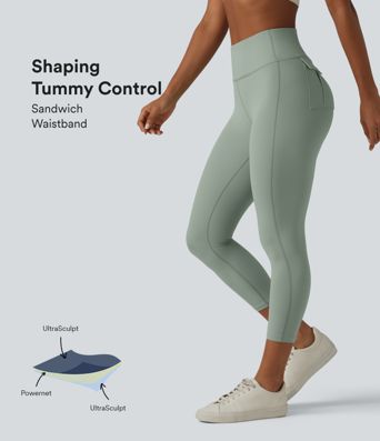 Halara UltraSculpt™ High Waisted Tummy Control Capri Casual Leggings with Pockets