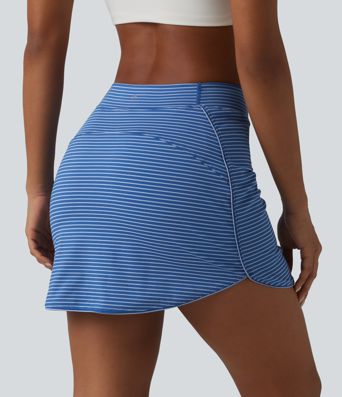 High Waisted Stripes 2-in-1 Bodycon Mini Golf Skirt with Pockets High Waisted Stripes 2-in-1 Bodycon Mini Golf Skirt with Pockets