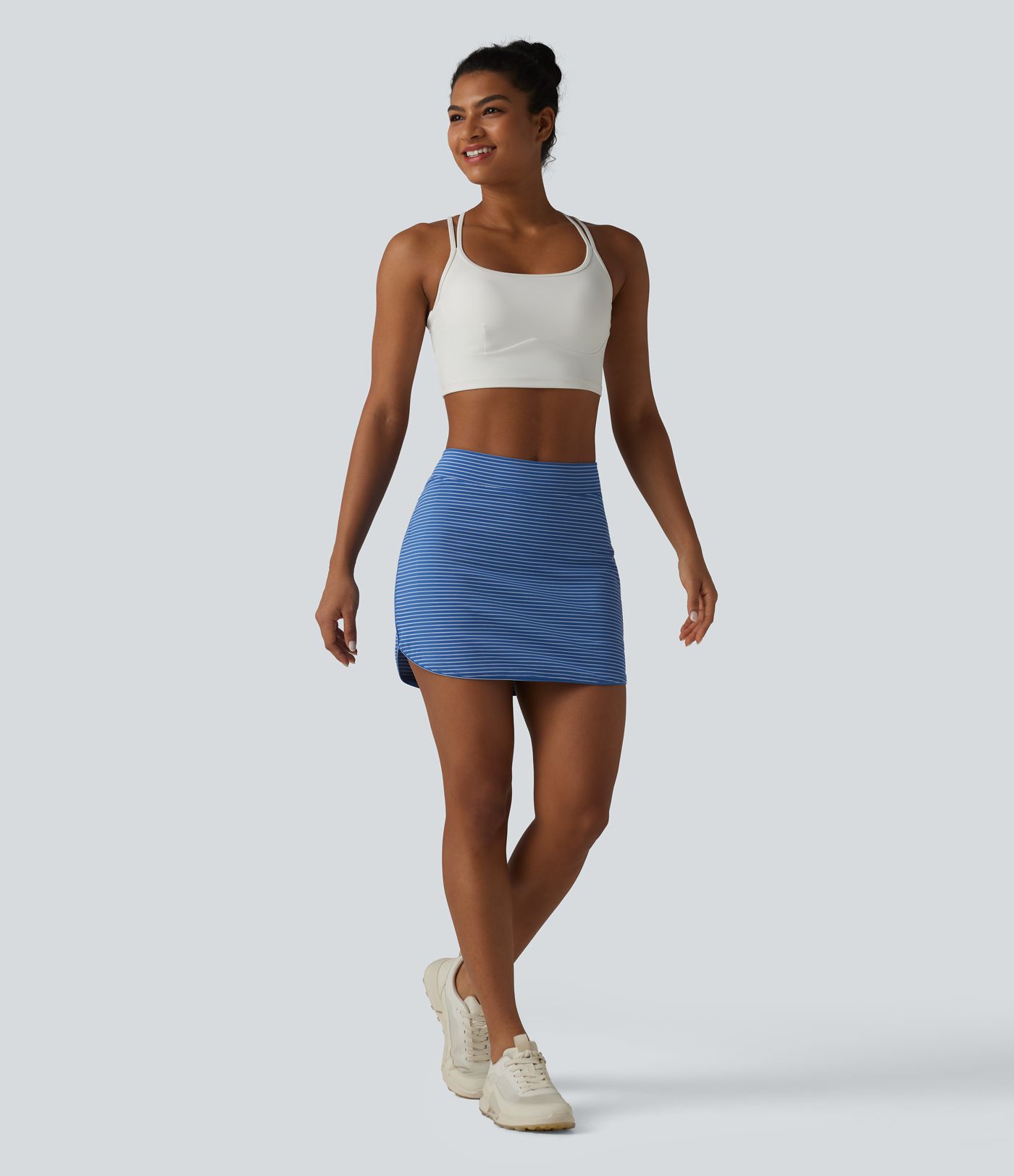 High Waisted Stripes 2-in-1 Bodycon Mini Golf Skirt with Pockets High Waisted Stripes 2-in-1 Bodycon Mini Golf Skirt with Pockets